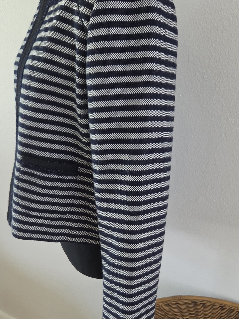 J. Crew Navy and Light Gray Striped Cropped Jacket - Picture 10 of 12